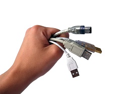 usb cables in hand